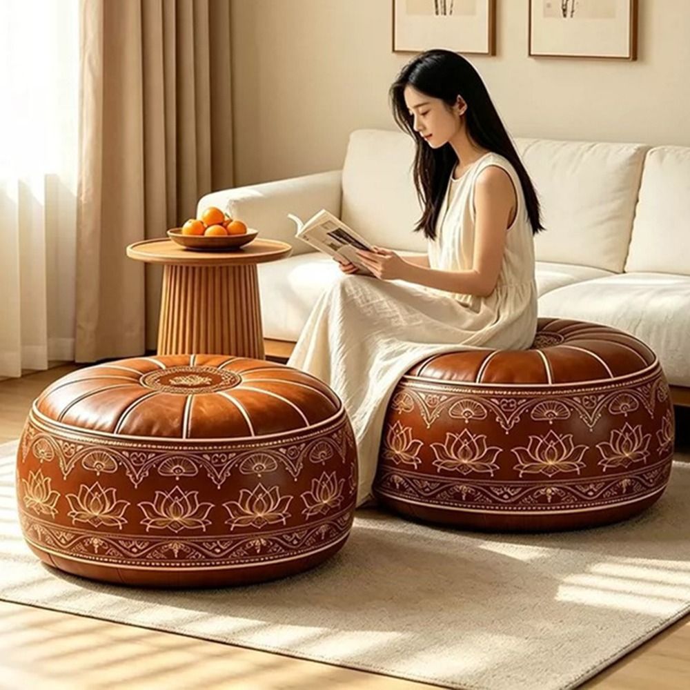 Floor Cushion Pouf - Puf Otomano Rellenable de Cuero PU