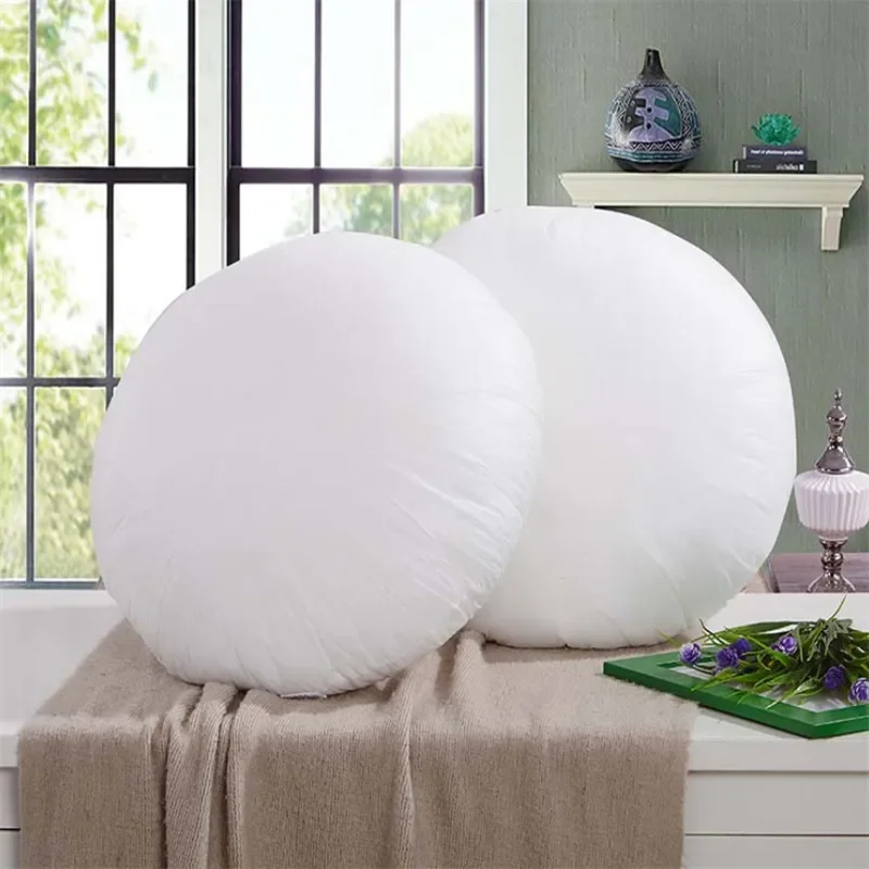 Floor Cushion Pouf - Cojín redondo blanco de algodón suave