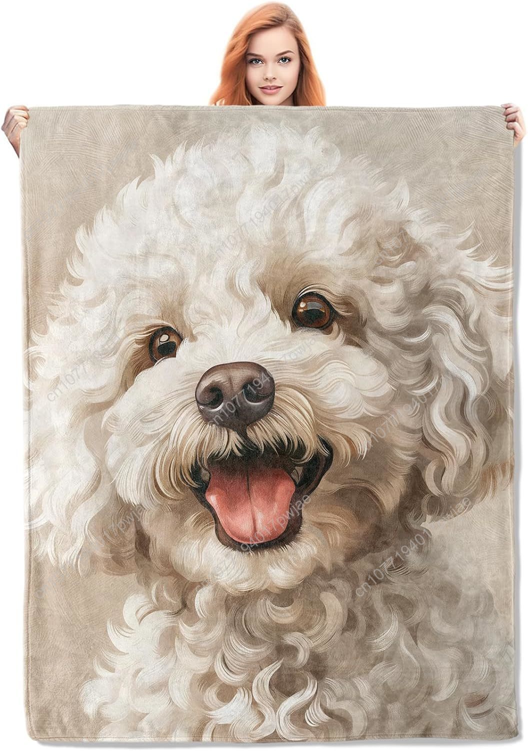 Manta con retrato de caniche a - Home Textiles Designer reseña y precio